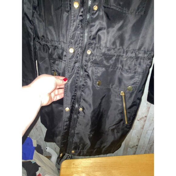 Women's Urban Republic Collection Black Trench Jacket Coat Raincoat Size Medium - Picture 11 of 16